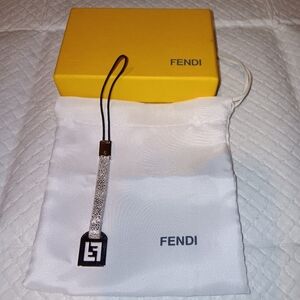 Fendi FF Leather Strap Phone Bag Charm With Box And Dustbag